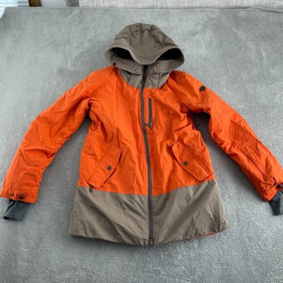 Roxy Bright Edition Womens X-Tra Long Fit XL Hooded Jacket Taupe Waterproof c222 - Picture 1 of 8